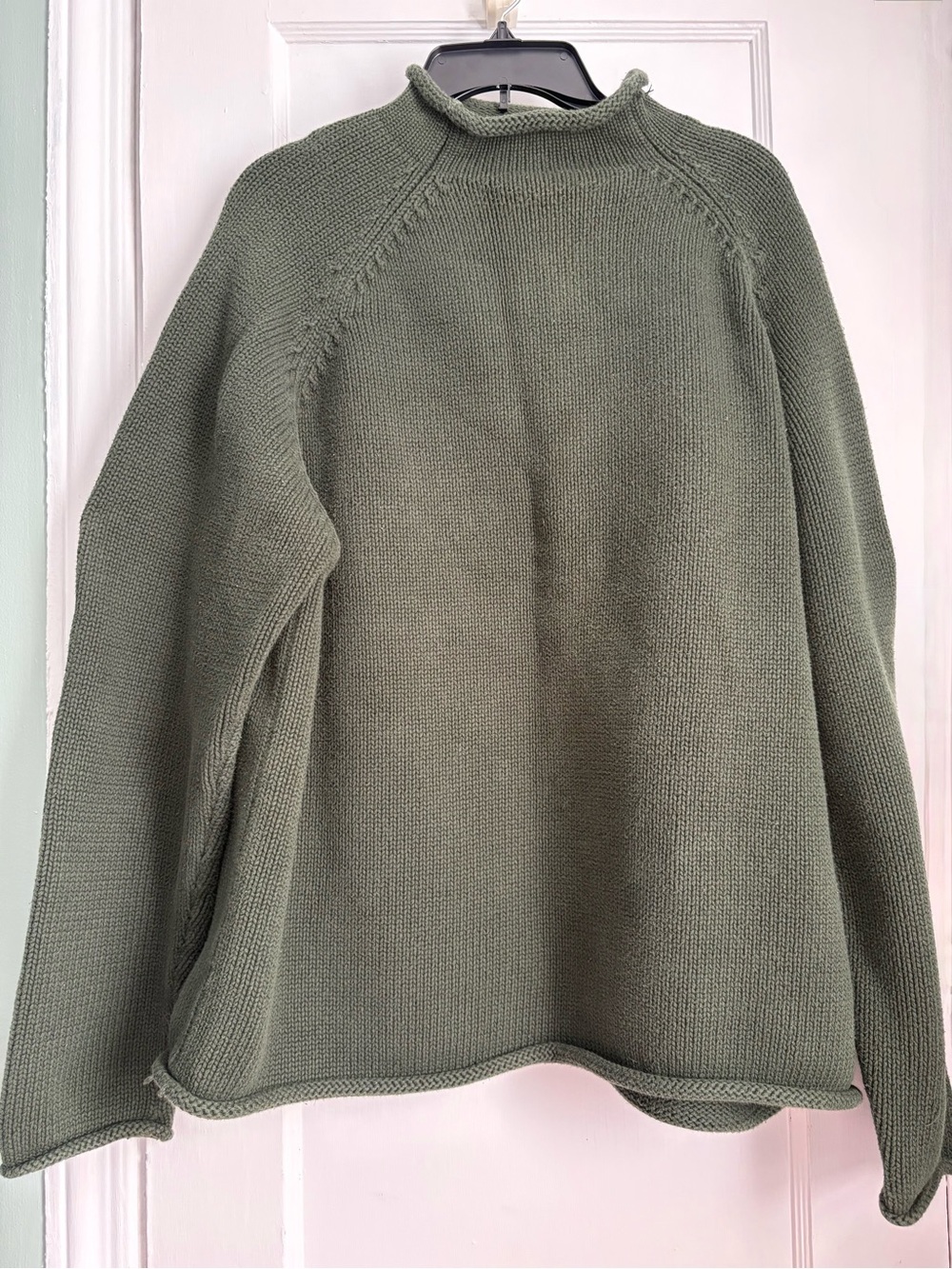 J. Crew Olive Green Mock Neck Knit Sweater Raglan Long Sleeve Pullover, Sz: XXL